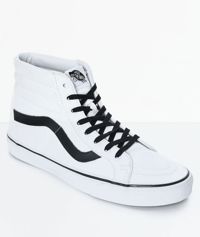 vans high tops white with black stripe